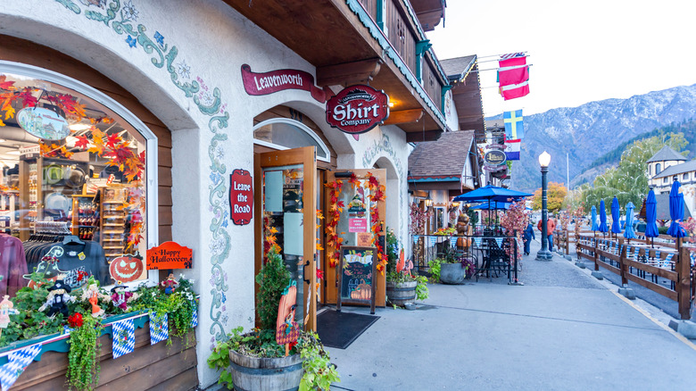 Close up of festive shop in Leavenworth, Washington