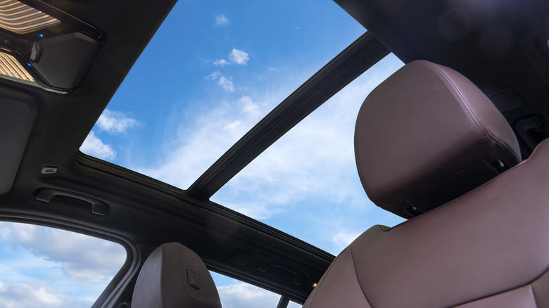 panoramic sunroof in a luxury car