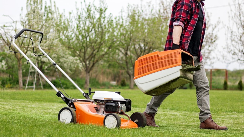 man mowing the lawn