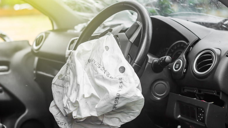 Airbag exploded at a car accident