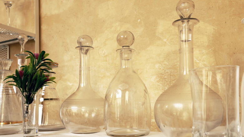 A collection of antique French decanters