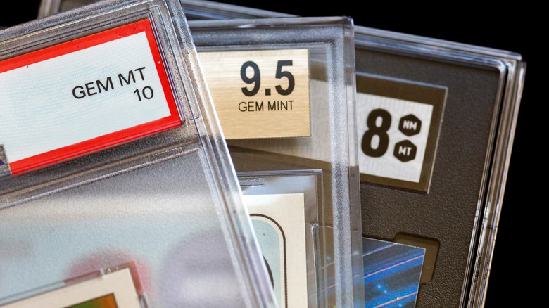 top corner of sports cards in graded cases