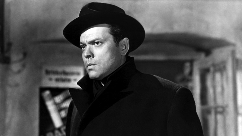 Movie still of Orson Wells in movie "The Third Man"