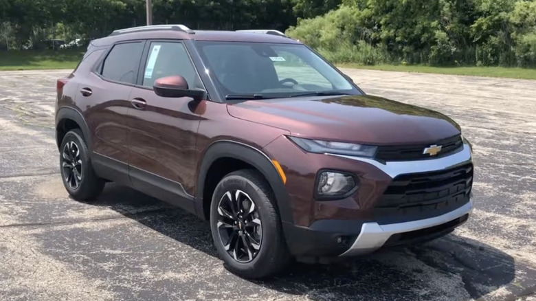 A brown 2022 Chevrolet Trailblazer in an empty parking lot