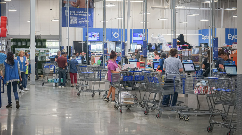 People at checkout lanes at Walmart