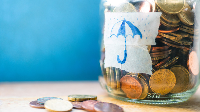 coin jar with umprella image on side