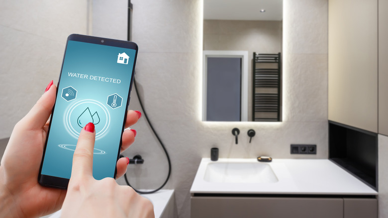 Smart water leak sensor alert on phone