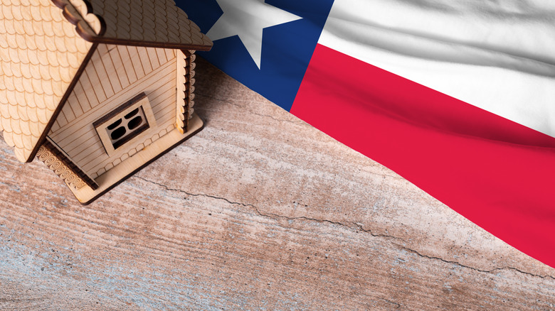 house with Texas flag