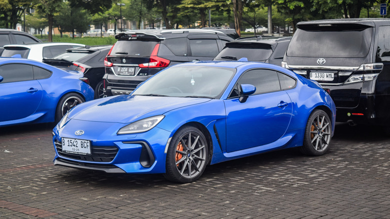 Blue Subaru BRZ ZD8 on The Elite Showcase 2025 parking lot