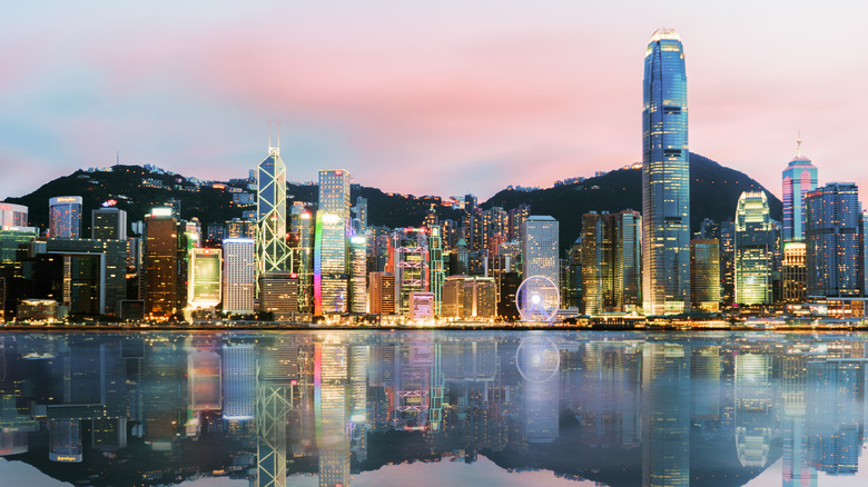 Hong Kong city skyline at dusk