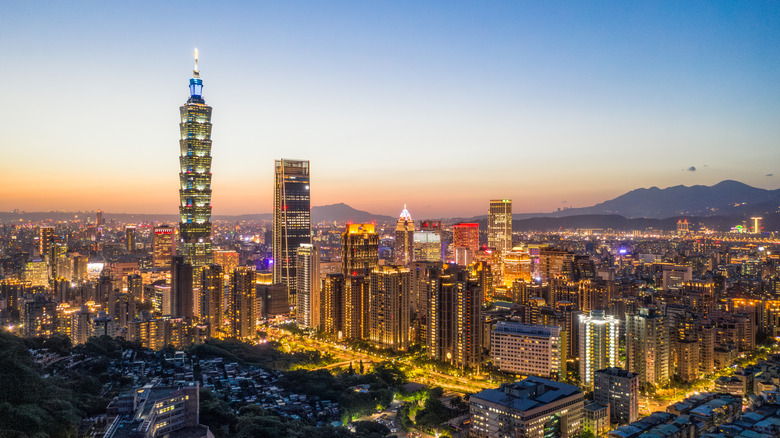 Shot of New Taipei City skyline at night