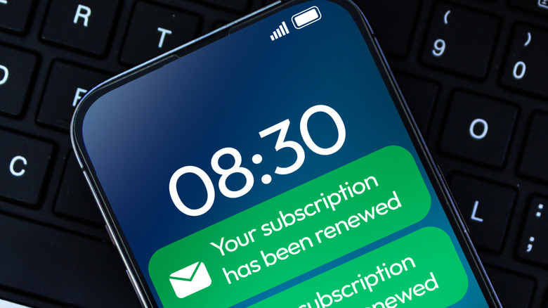 subscription notifications on phone