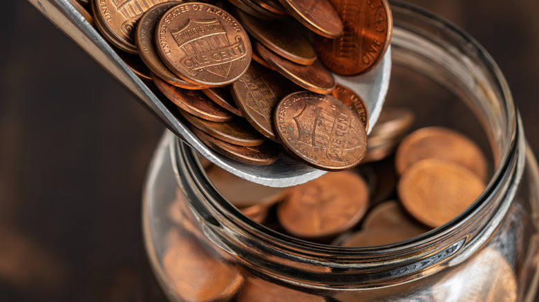 pennies in a jar