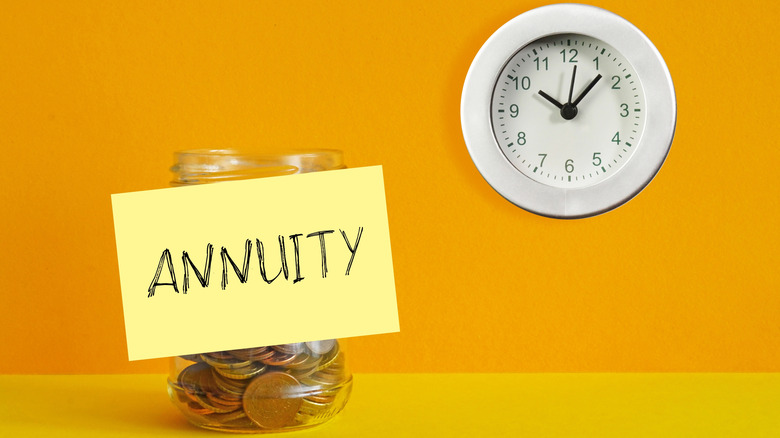 annuity post-it note on coin jar
