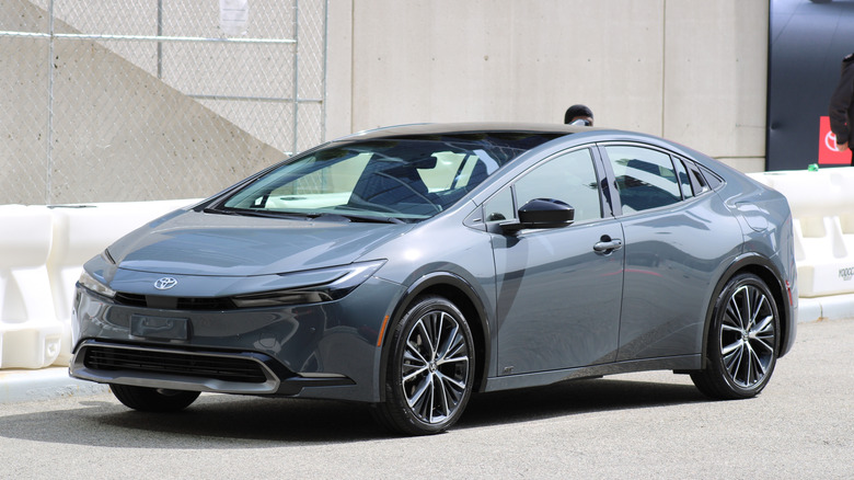 The Toyota Prius Prime parked on the street.