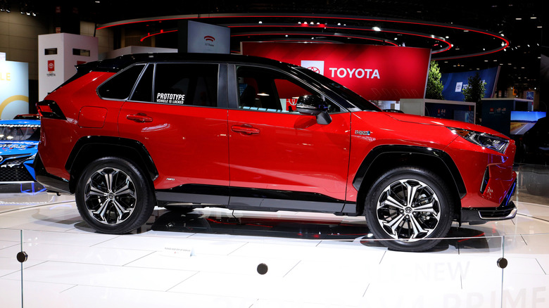 A Toyota Rav4 Prime is on display at the 112th Annual Chicago Auto Show.