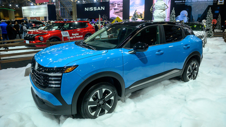 The Nissan Kicks compact SUV on display at the 2026 Canadian International AutoShow.