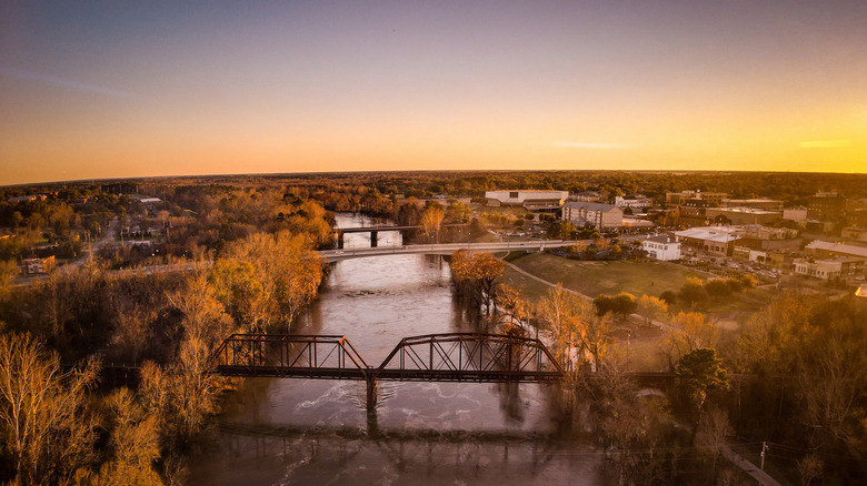 View of river flowing through downtown Albany, Georgia