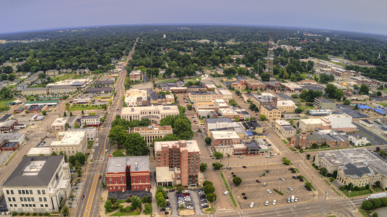 Aerial shot of the city of Jackson, Tennessee