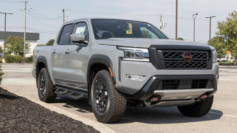 Nissan Frontier pickup truck display.
