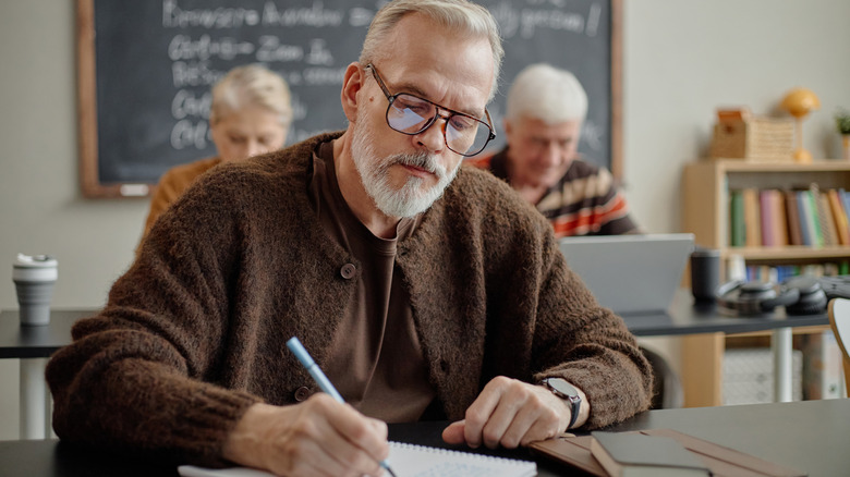 senior in a classroom