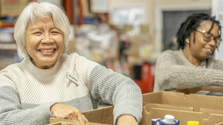 a senior volunteering