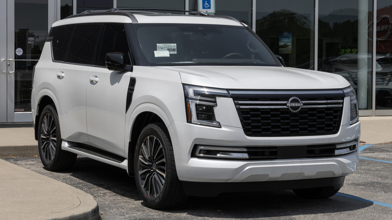 Nissan Armada Platinum Reserve SUV display.