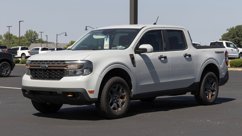 Ford Maverick compact truck display at a dealership