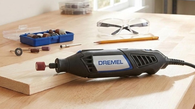 Dremel tool on workbench