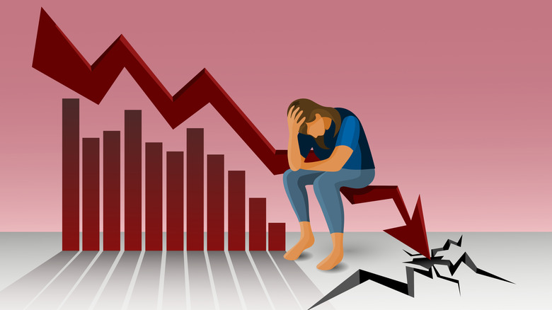 person sad with declining business