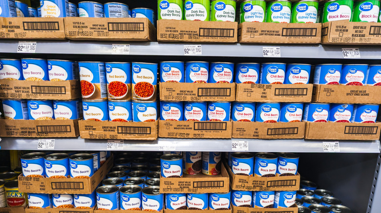 generic canned goods on a shelf
