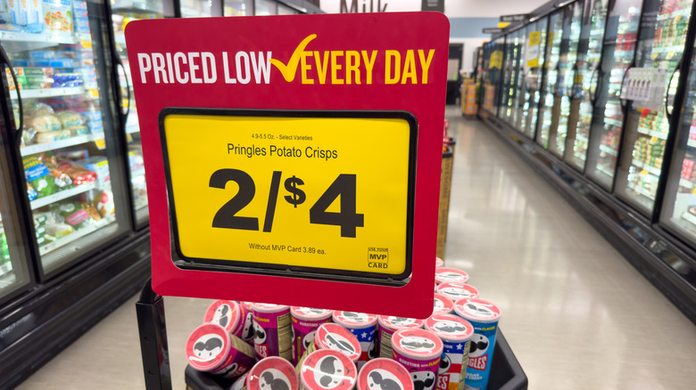 a large price sign in grocery store