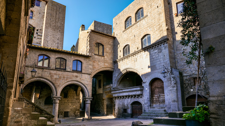 The San Pellegrino square in the heart of the medieval quarter in Viterbo, Italy.