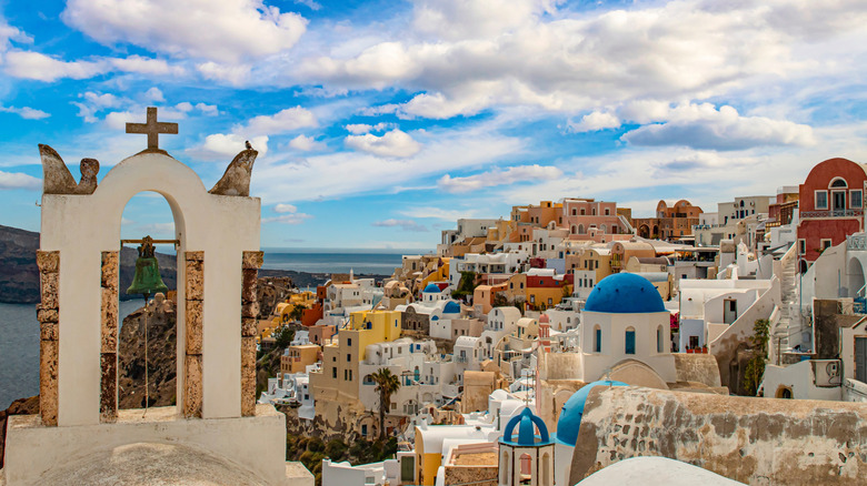 Shot of coastal Greek city