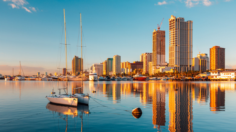 Shot of Manila city skyline from Manila Bay