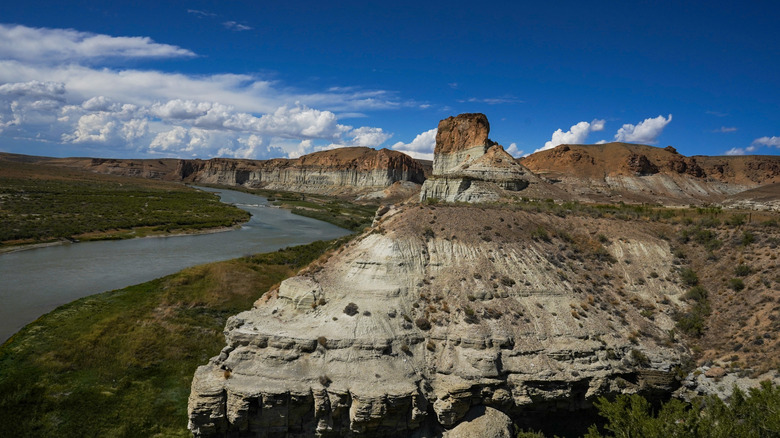 blue sky with rock formation near Green River