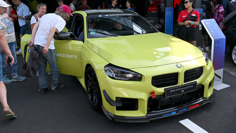A BMW Performance Parts M2 Coupe is displayed during the Goodwood Festival of Speed at Goodwood Motor Circuit