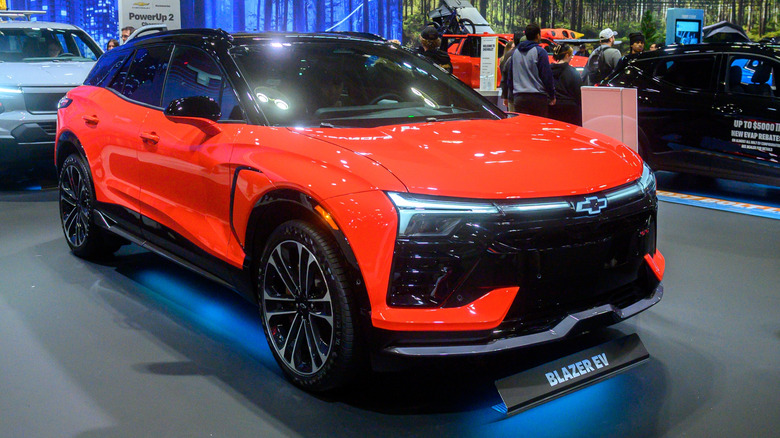 A red Chevrolet Blazer on display at the Canadian International AutoShow.