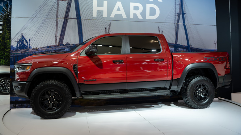 A red RAM 1500 at the Canadian International AutoShow.