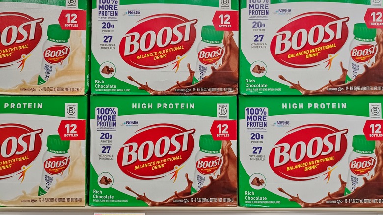 Packages of Boost nutritional drink