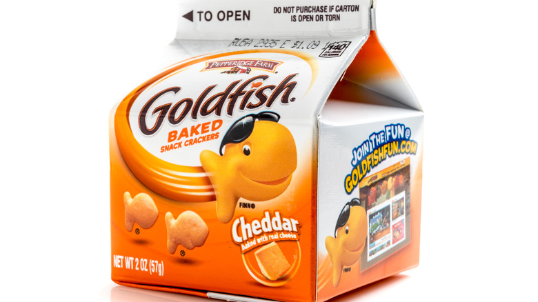 Small carton of Pepperidge Farm goldfish crackers