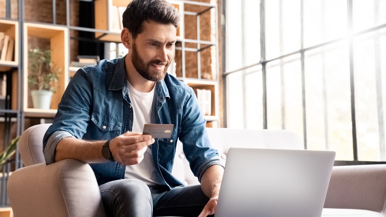 man buying something online