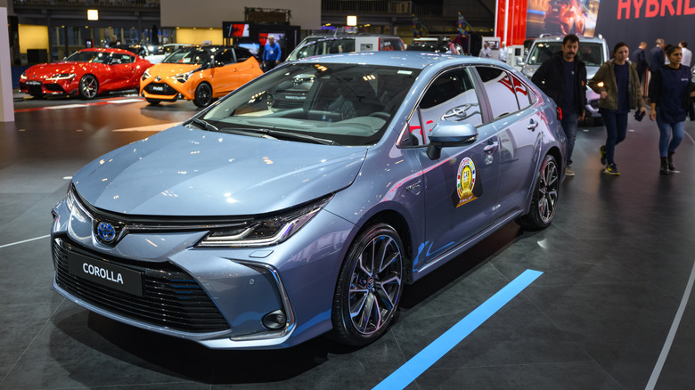 Toyota Corolla compact hatchback sedan on display at Brussels Expo