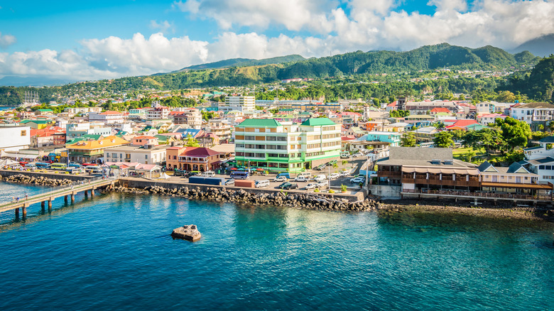 colorful buildings surrounding cruise port