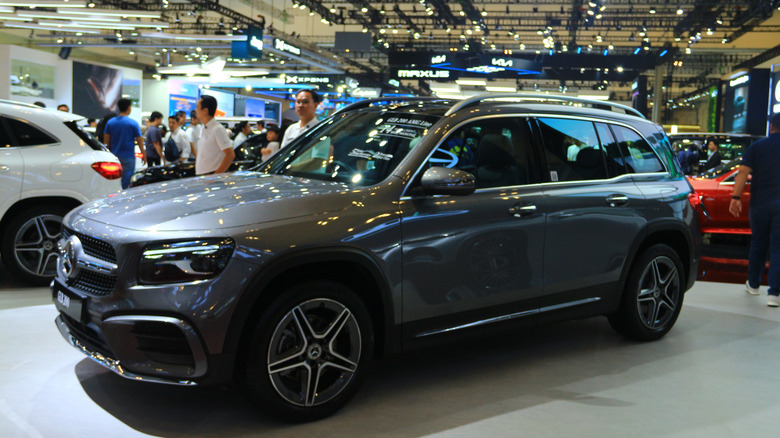 A Mercedes-Benz GLB on the showroom floor