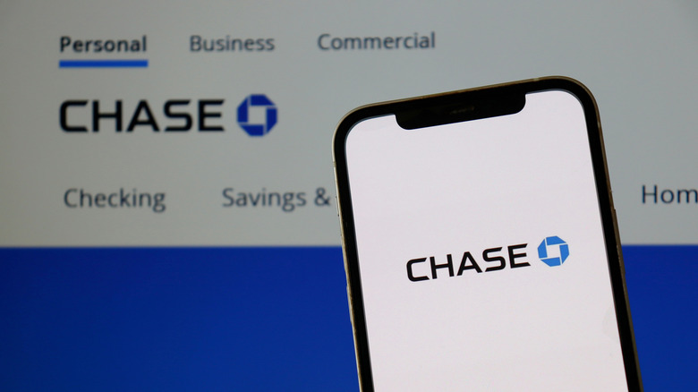 Chase Bank logo on smartphone screen.
