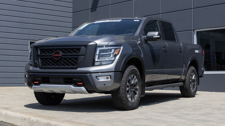 Nissan Titan display at a dealership.