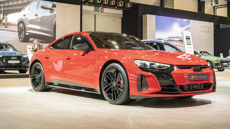 Audi RS e-tron GT full electric luxury sports sedan on display