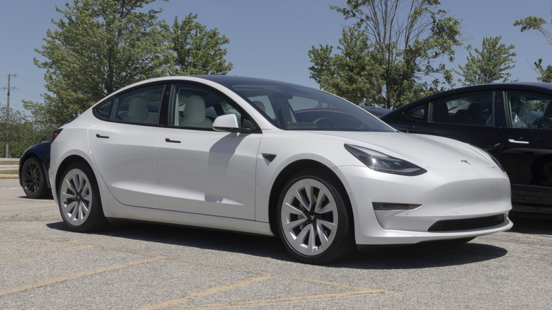 Tesla Model 3 display at a dealership.