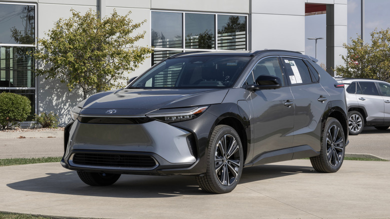 Toyota bZ4X All-Electric Sport Utility display.